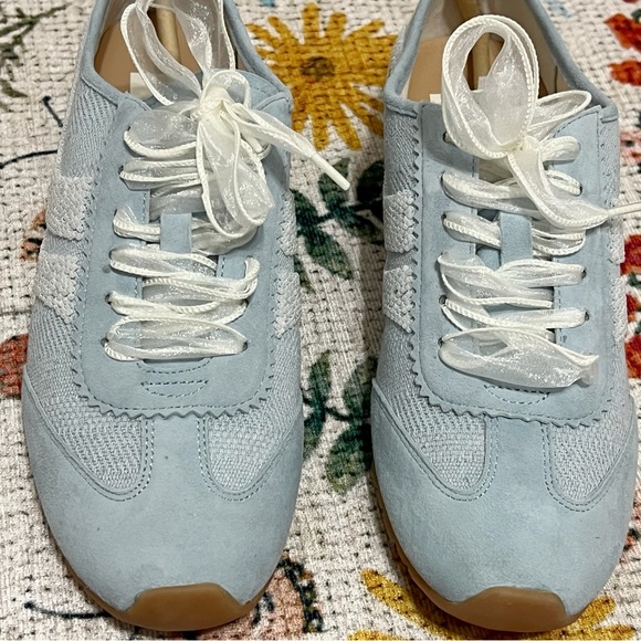 New Anthropologie Dolce Vita Dream Bead Sneakers Blue Multi Burlap - Picture 8 of 16